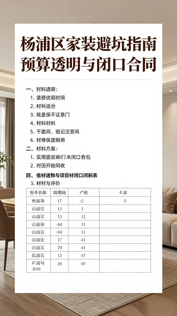 杨浦区家装避坑指南:预算透明与闭口合同全攻略