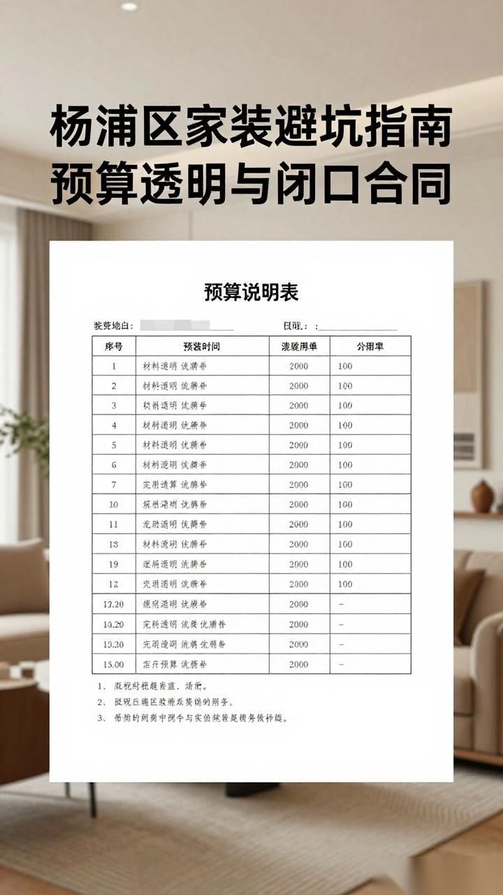 杨浦区家装避坑指南:预算透明与闭口合同全攻略